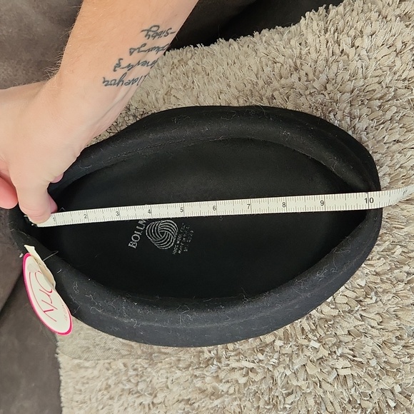 BOLLMAN HAT CO Bowler Style Hat 100% Black Wool Felt with Netting & Bow - Picture 7 of 10